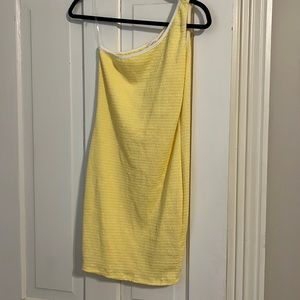 One shoulder fitted smocked dress